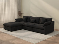 WJS Home 4 Piece Linen Black Couch Sectionals 120 Adjustable Backrest Pillows 3 Seater_3