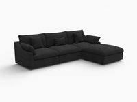 WJS Home 4 Piece Linen Black Couch Sectionals 120 Adjustable Backrest Pillows 3 Seater_5