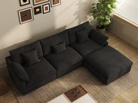 WJS Home 4 Piece Linen Black Couch Sectionals 120 Adjustable Backrest Pillows 3 Seater_8