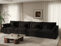 WJS Home 4 Piece Linen Black Couch Sectionals 160 Adjustable Backrest Pillows 4 Seater_1