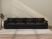 WJS Home 4 Piece Linen Black Couch Sectionals 160 Adjustable Backrest Pillows 4 Seater_2