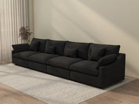 WJS Home 4 Piece Linen Black Couch Sectionals 160 Adjustable Backrest Pillows 4 Seater_3