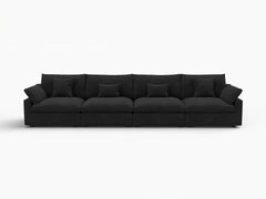 Deluxe Slope Cloud Sectional Sofa Covers | Black Chenille and Linen Sofa Cover for 4-Seater