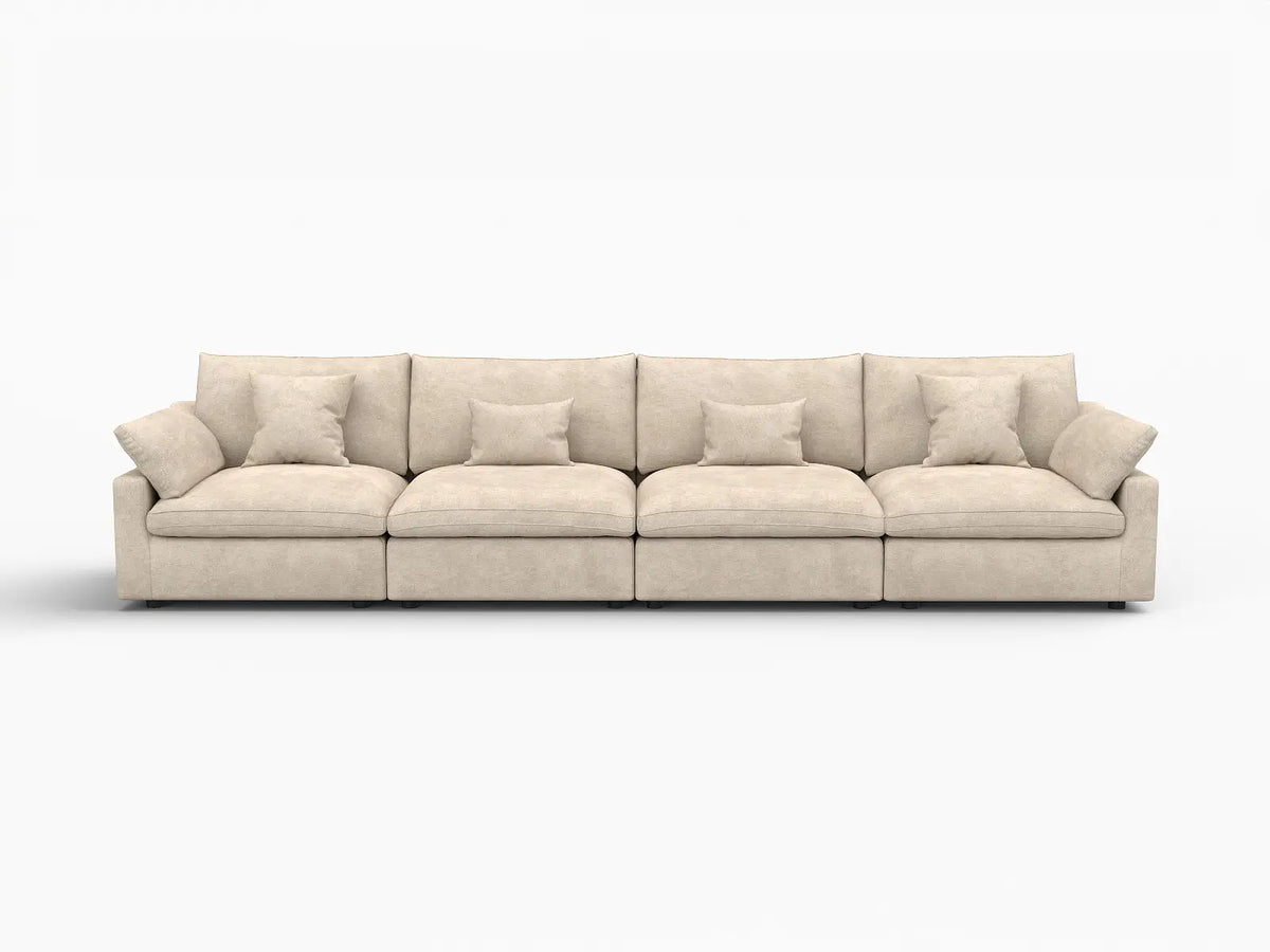 WJS Home 4 Piece Linen Khaki Couch Sectionals 4 Seater_4