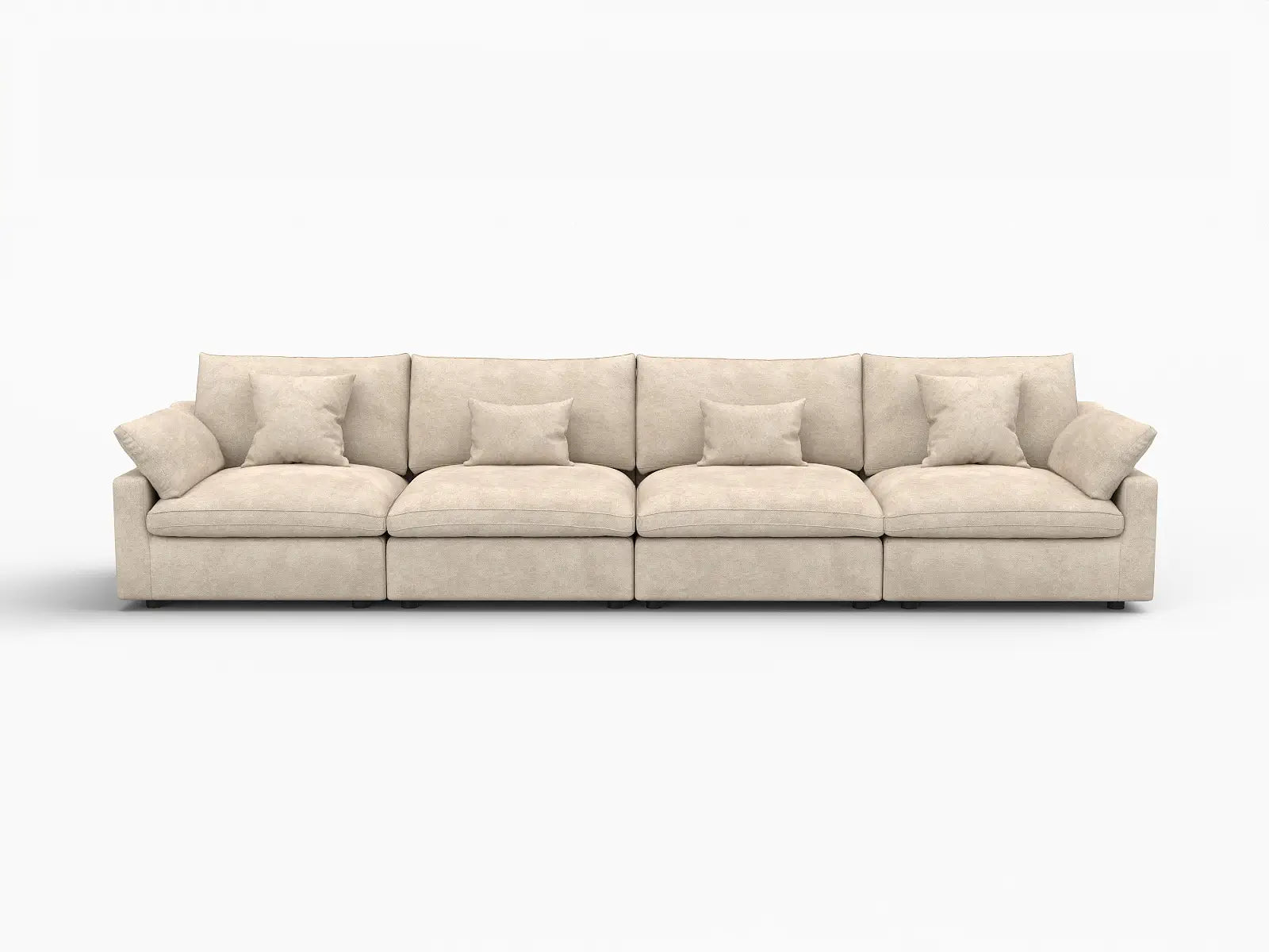 WJS Home 4 Piece Linen Khaki Couch Sectionals 4 Seater_4