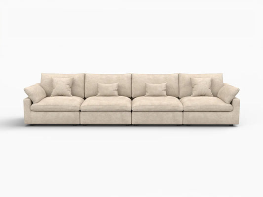 WJS Home 4 Piece Linen Khaki Couch Sectionals 4 Seater_4