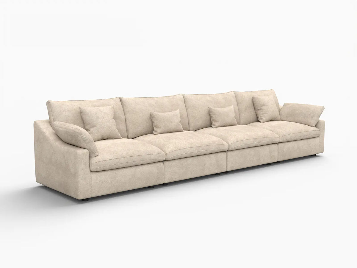 WJS Home 4 Piece Linen Khaki Couch Sectionals 4 Seater_5