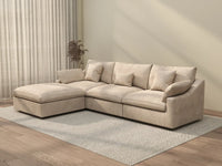 WJS Home 4 Piece Linen Khaki L Shaped Sectionals 3 Seater With 1 Ottoman_3