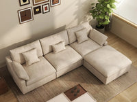 WJS Home 4 Piece Linen Khaki L Shaped Sectionals 3 Seater With 1 Ottoman_8