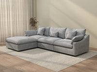WJS Home 4 Piece Linen Light Grey Couch Sectionals 120 Adjustable Backrest Pillows 3 Seater_3