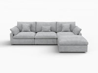 WJS Home 4 Piece Linen Light Grey Couch Sectionals 120 Adjustable Backrest Pillows 3 Seater_4