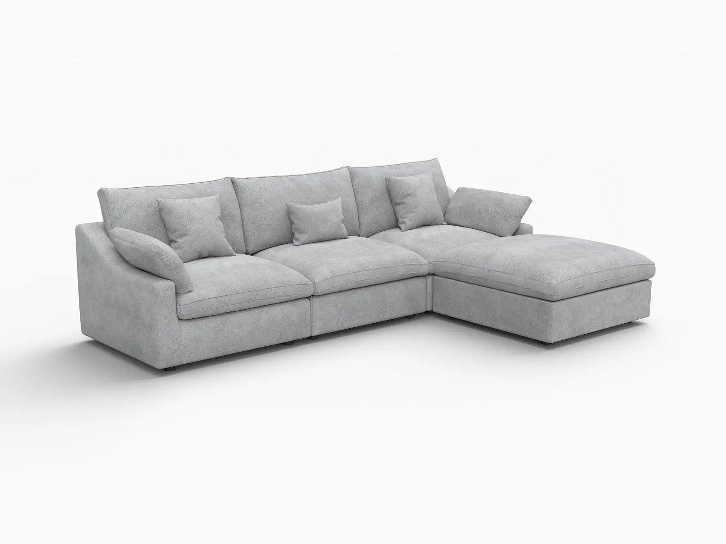 WJS Home 4 Piece Linen Light Grey Couch Sectionals 120 Adjustable Backrest Pillows 3 Seater_5