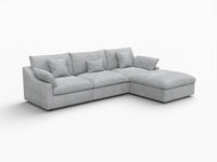 WJS Home 4 Piece Linen Light Grey Couch Sectionals 120 Adjustable Backrest Pillows 3 Seater_5