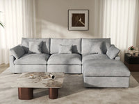 WJS Home 4 Piece Linen Light Grey Couch Sectionals 120 Adjustable Backrest Pillows 3 Seater_6