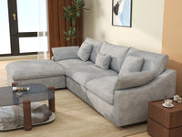 WJS Home 4 Piece Linen Light Grey Couch Sectionals 120 Adjustable Backrest Pillows 3 Seater_7