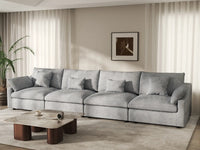 WJS Home 4 Piece Linen Light Grey Couch Sectionals 160 Adjustable Backrest Pillows 4 Seater_1