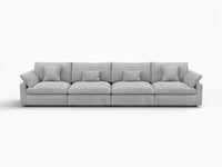 WJS Home 4 Piece Linen Light Grey Couch Sectionals 160 Adjustable Backrest Pillows 4 Seater_4