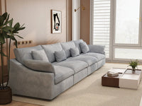 WJS Home 4 Piece Linen Light Grey Couch Sectionals 160 Adjustable Backrest Pillows 4 Seater_7