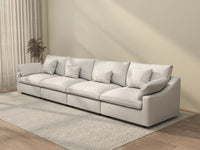 WJS Home 4 Piece Linen White Couch Sectionals 160 Adjustable Backrest Pillows 4 Seater_3