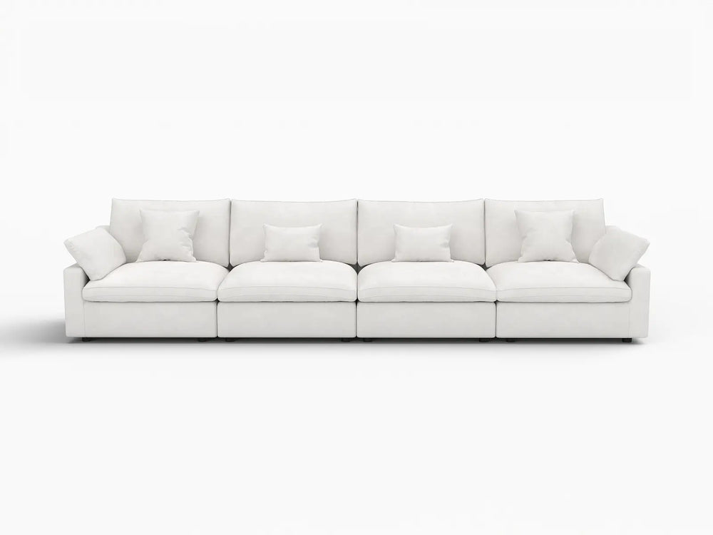 WJS Home 4 Piece Linen White Couch Sectionals 160 Adjustable Backrest Pillows 4 Seater_4