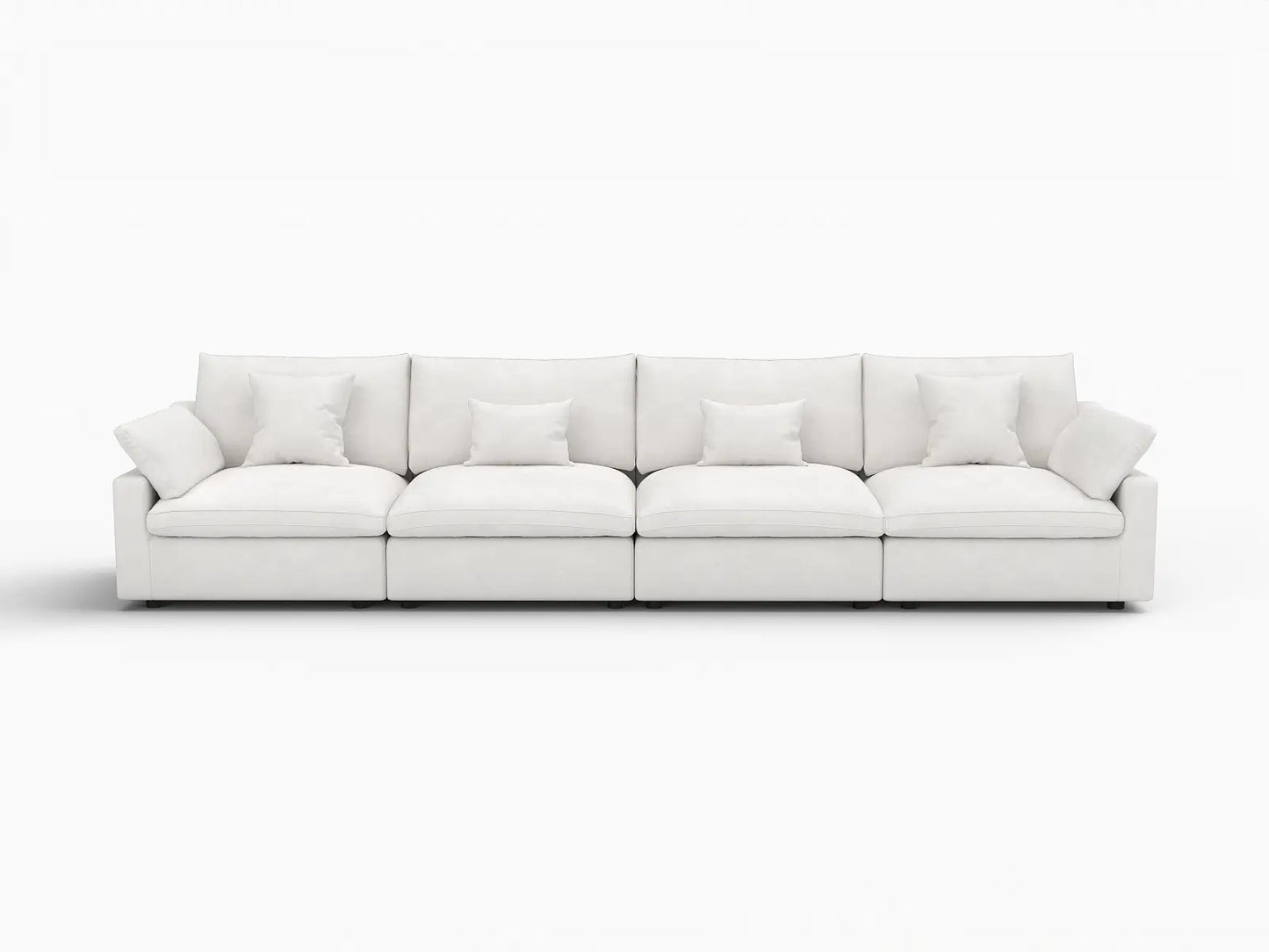 WJS Home 4 Piece Linen White Couch Sectionals 160 Adjustable Backrest Pillows 4 Seater_4