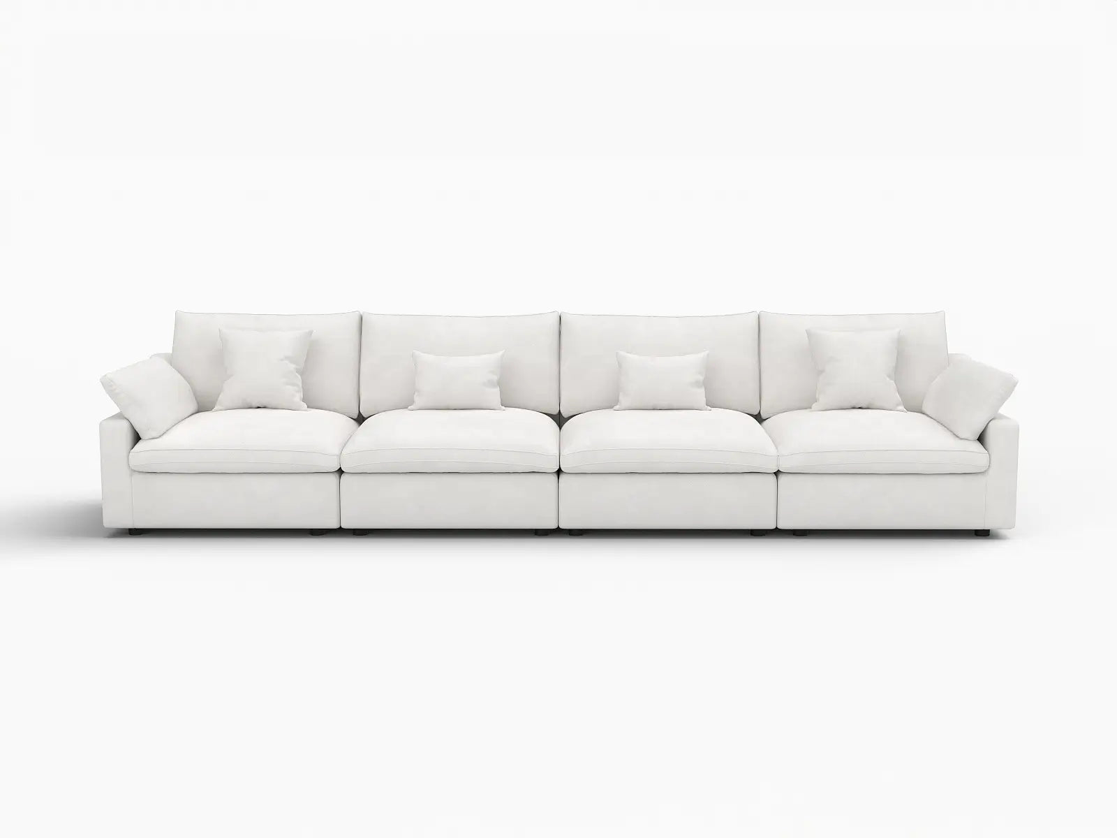 WJS Home 4 Piece Linen White Couch Sectionals 160 Adjustable Backrest Pillows 4 Seater_4