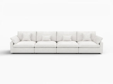 Fundas de sofá seccional Deluxe Slope Cloud | Funda de sofá de chenilla y lino blanco para 4 plazas