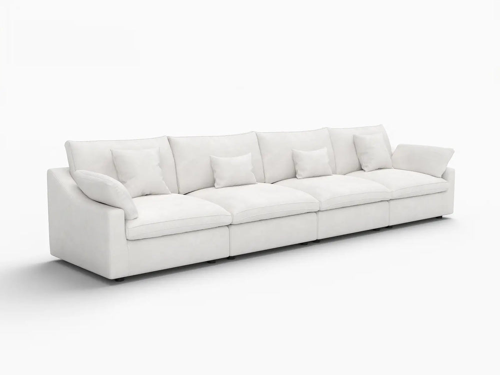 WJS Home 4 Piece Linen White Couch Sectionals 160 Adjustable Backrest Pillows 4 Seater_5