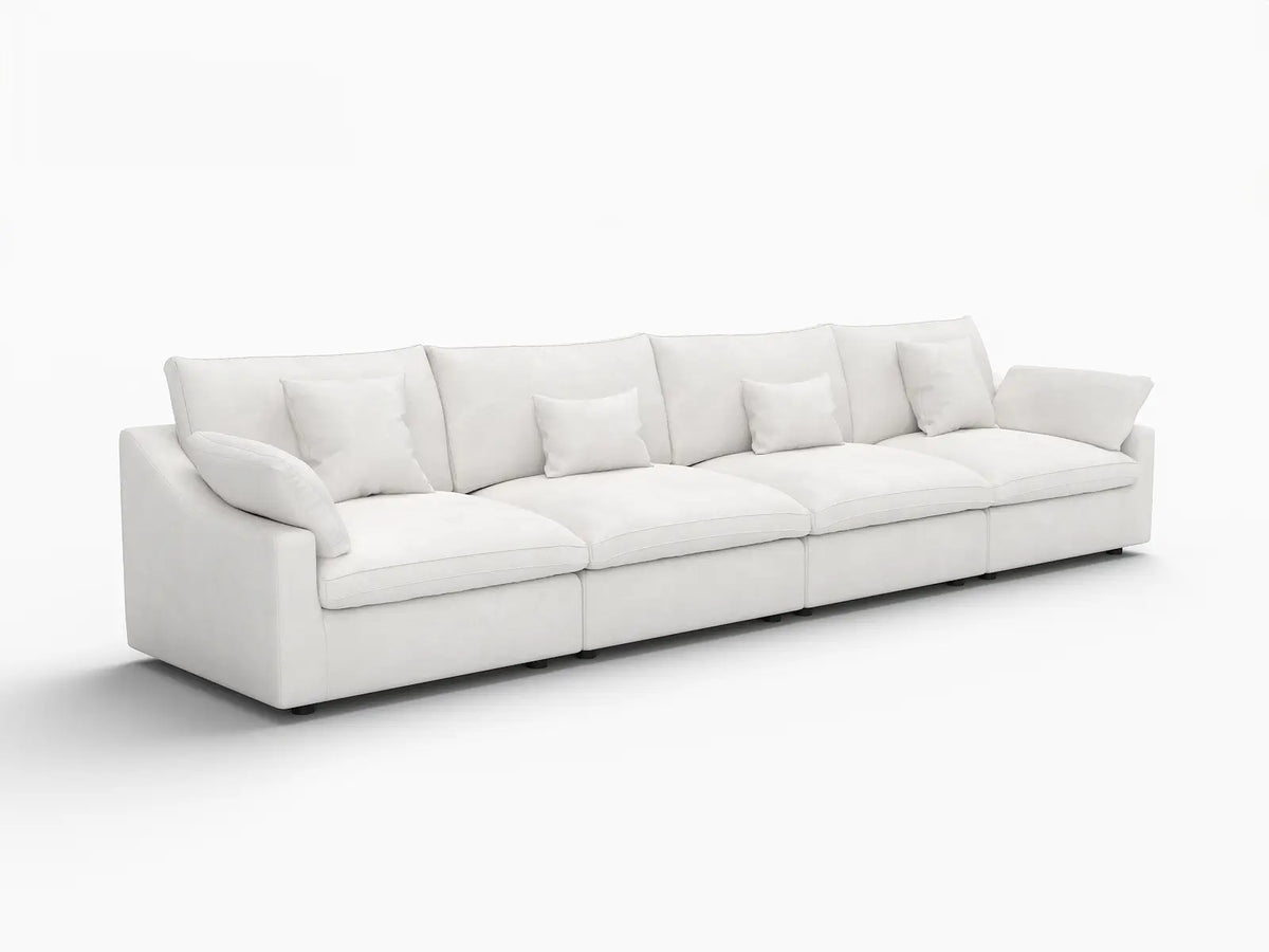 WJS Home 4 Piece Linen White Couch Sectionals 160 Adjustable Backrest Pillows 4 Seater_5
