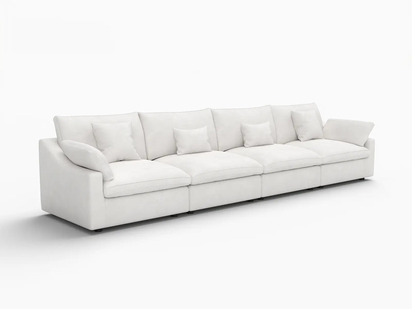 WJS Home 4 Piece Linen White Couch Sectionals 160 Adjustable Backrest Pillows 4 Seater_5