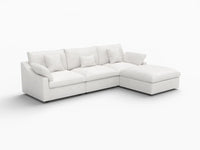 WJS Home 4 Piece Linen White L Shaped Sectionals 120 Adjustable Backrest Pillows 3 Seater_5