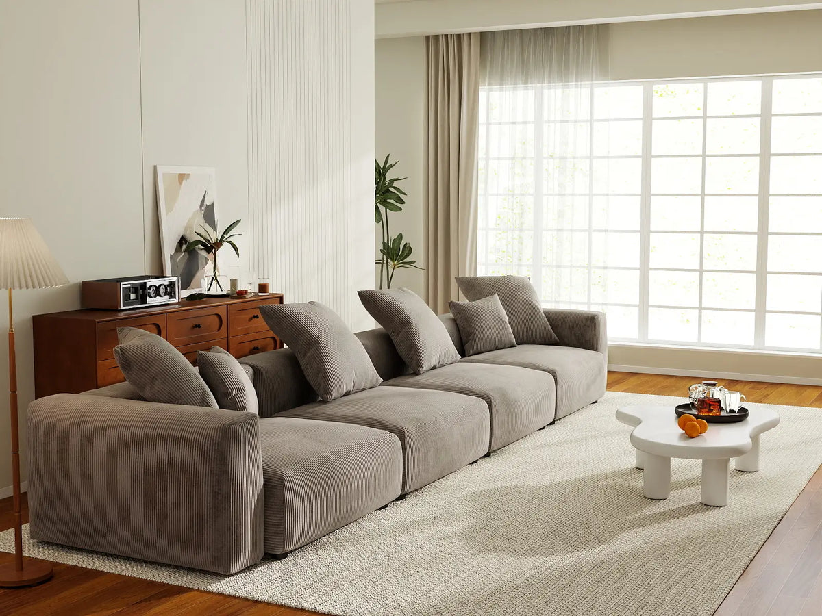 WJS Home 4 PieceBrownCorduroyCouchSectionals4 Seater_1