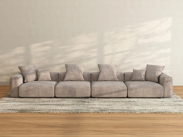 Sofá seccional lavable Matrix de 4 plazas, color marrón | 4 piezas, tela de pana, diseño modular