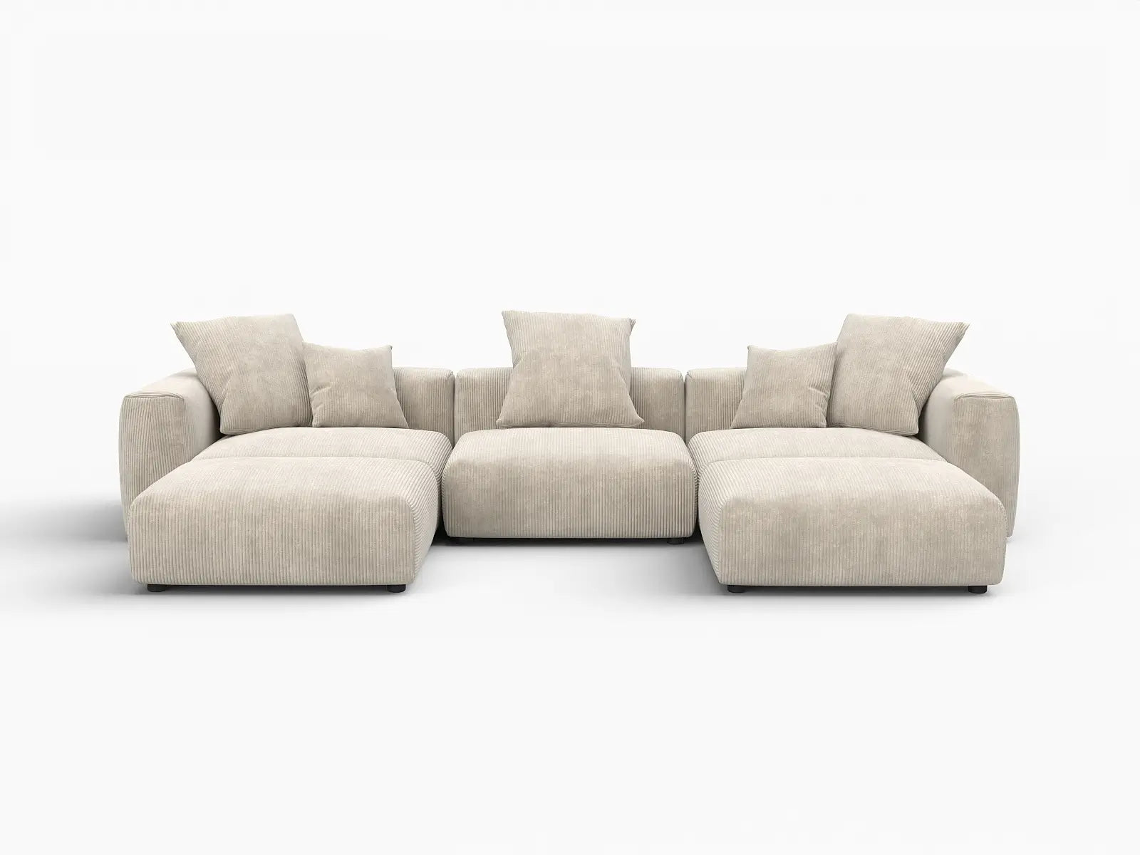 Matrix Modern Modular Sofas Covers | Corduroy Beige Sofa Cover for 3-Seater With 2 Ottomans