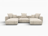 WJS Home 5 Piece Beige Corduroy U Shaped Sectionals 3 Seater_4
