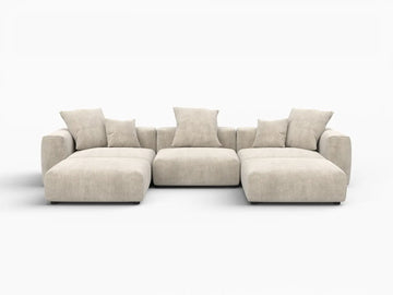Fundas para sofás modulares modernos Matrix | Funda de pana beige para sofá de 3 plazas con 2 otomanas