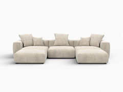 Matrix Modern Modular Sofas Covers | Corduroy Beige Sofa Cover for 3-Seater With 2 Ottomans