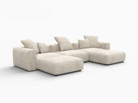 WJS Home 5 Piece Beige Corduroy U Shaped Sectionals 3 Seater_5