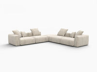 WJS Home 5 Piece Beige Corduroy V Shaped Sectionals 4 Seater_5