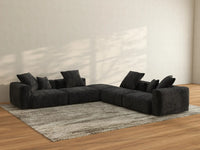 WJS Home 5 Piece Black Corduroy V Shaped Sectionals 4 Seater_2