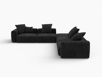 Fundas para sofás modulares modernos Matrix | Fundas de pana negra para sofá de 4 plazas con otomana