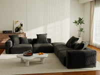 WJS Home 5 Piece Black Corduroy V Shaped Sectionals 4 Seater_6