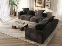 WJS Home 5 Piece Black Corduroy V Shaped Sectionals 4 Seater_7