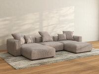 WJS Home 5 Piece Brown Corduroy U Shaped Sectionals 3 Seater_2