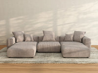 WJS Home 5 Piece Brown Corduroy U Shaped Sectionals 3 Seater_3