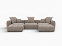 WJS Home 5 Piece Brown Corduroy U Shaped Sectionals 3 Seater_4