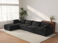WJS Home 5 Piece Cotton and Linen Black L Shaped Sectionals 160 Cloud Like Comfort 4 Seater_3
