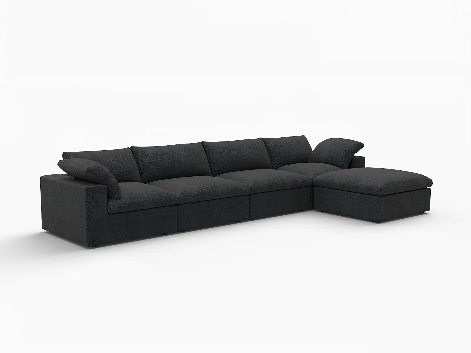 WJS Home 5 Piece Cotton and Linen Black L Shaped Sectionals 160 Cloud Like Comfort 4 Seater_5