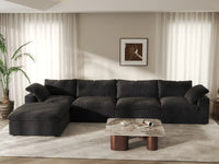 WJS Home 5 Piece Cotton and Linen Black L Shaped Sectionals 160 Cloud Like Comfort 4 Seater_6
