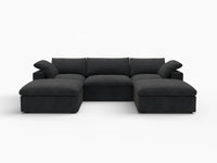 WJS Home 5 Piece Cotton and Linen Black U shaped Sectionals 120 Removable _ Washable Covers 3 Seater_4